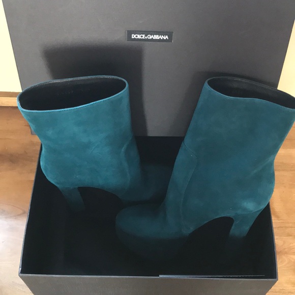 Exotic teal Dolce & Gabbana suede booties - Picture 5 of 5